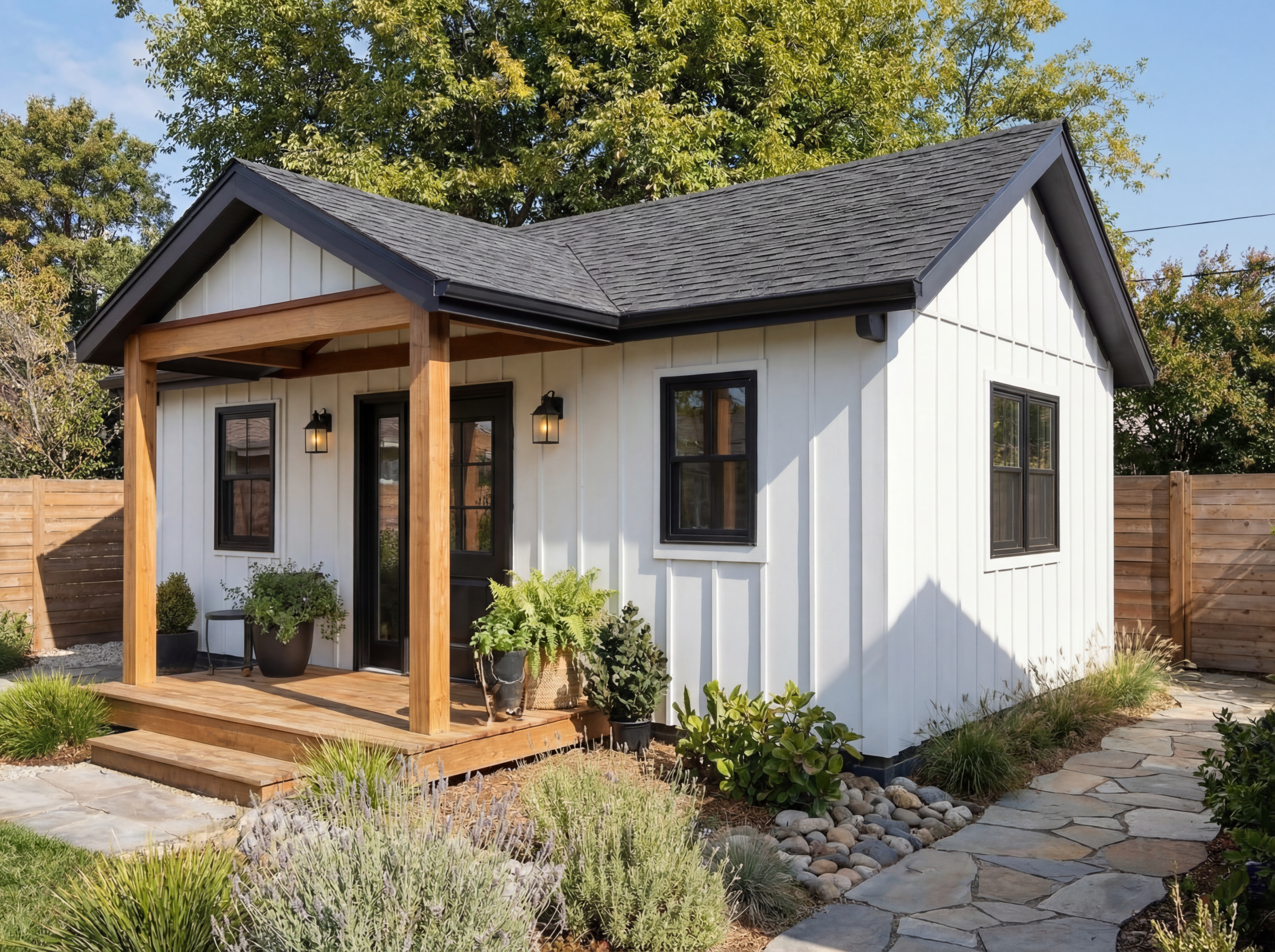 Modern detached ADU in Inglewood, California with stucco exterior