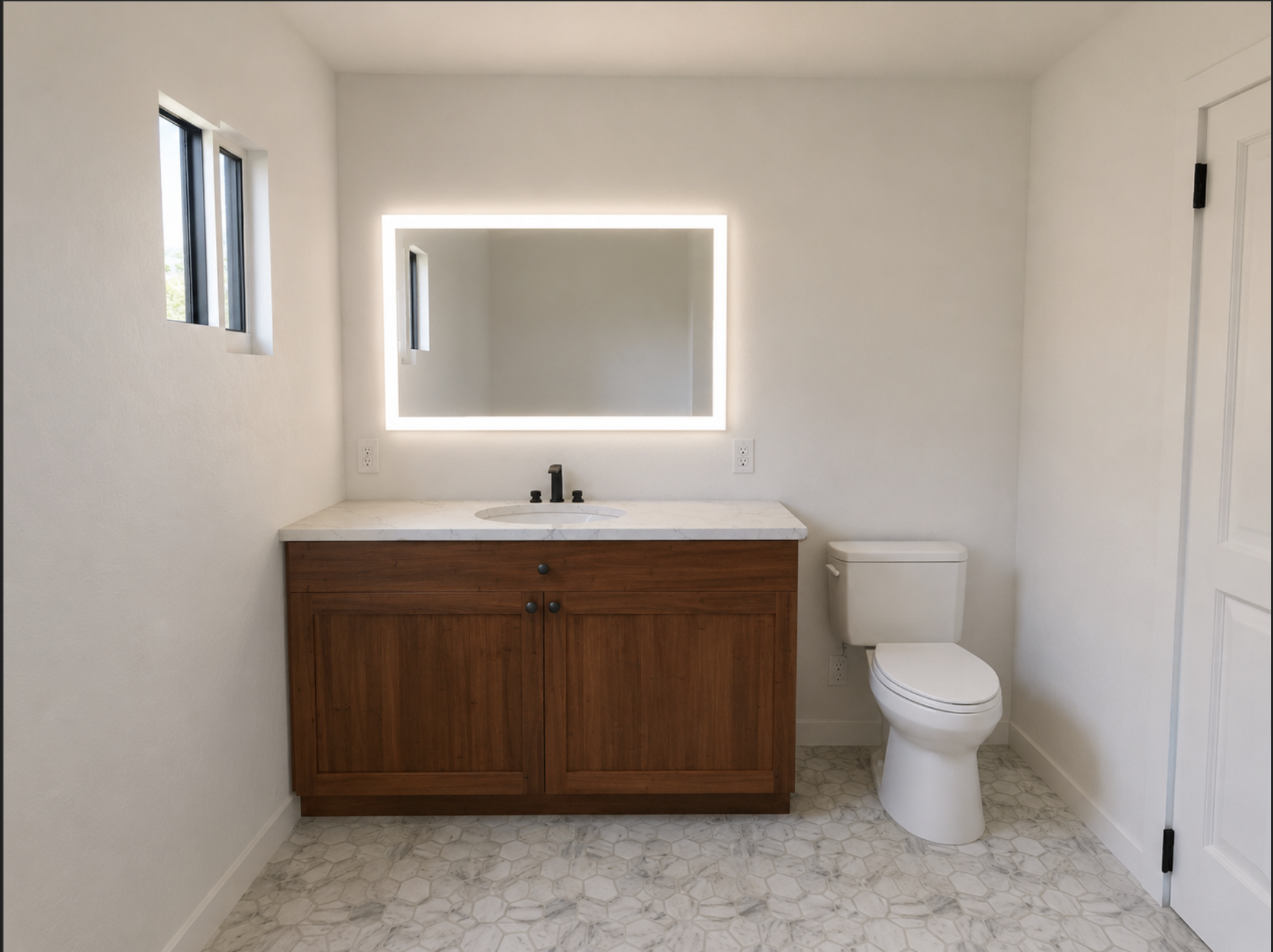 Full bathroom remodel in Los Angeles with new tile, vanity, and walk-in shower — YBL Design & Build