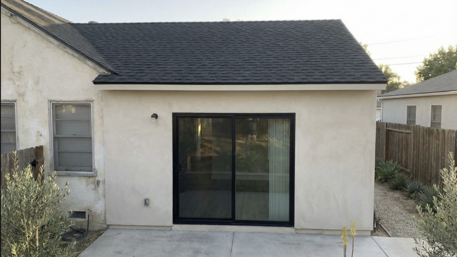 Completed single-story room addition on a Southern California home, built by YBL Design & Build