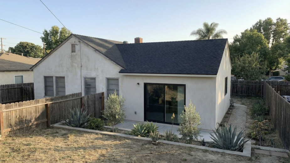 Exterior of a room addition matched to an existing Los Angeles home, built by YBL Design & Build
